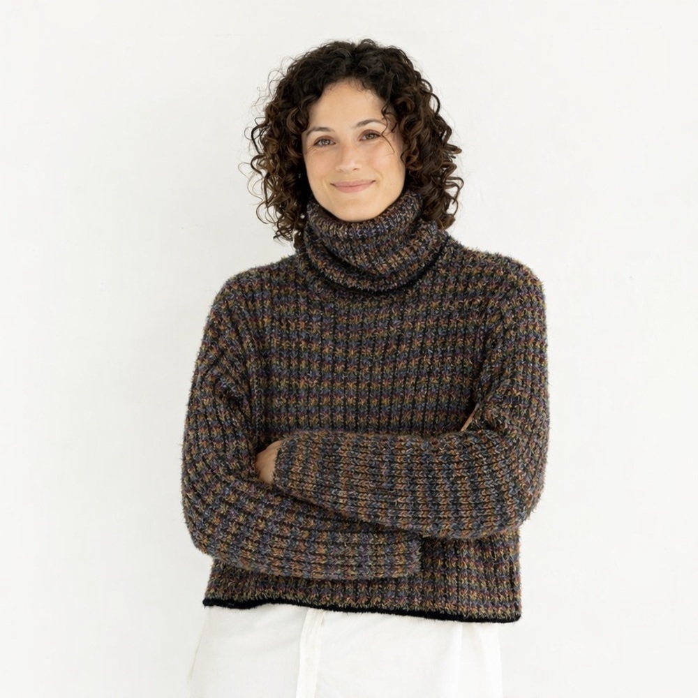 IPSO TRICOT | Vintage Eyelash Cozy Multicolor Turtleneck Boxy Sweater